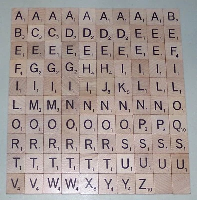 100 Wooden Genuine Scrabble Letters Tiles Complete Set Arts & Crafts Jewelry VG - Image 1 of 3