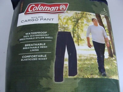 NIP Coleman Blue Nylon Waterproof Cargo Pant Unisex Sz L Waist 36-39” w Pouch - Image 1 of 4
