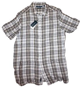 Perry Ellis Mens Short Sleeve Shirt Tall XLT Linen Check The Untucked Shirt NWT - Picture 1 of 1