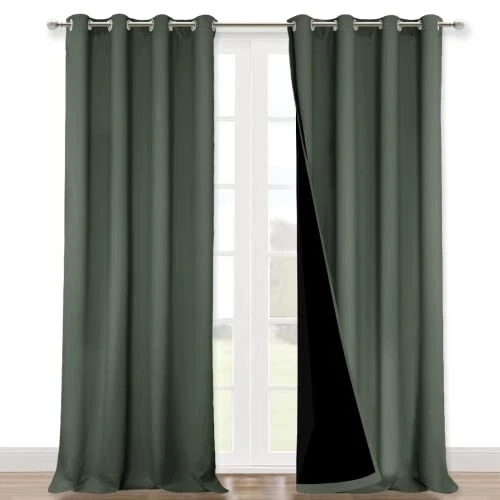 NICETOWN Cortinas de Sombreado Completo para Ventanas Verde Salvia/Negro Forrado Blackout Foto 1 de 1
