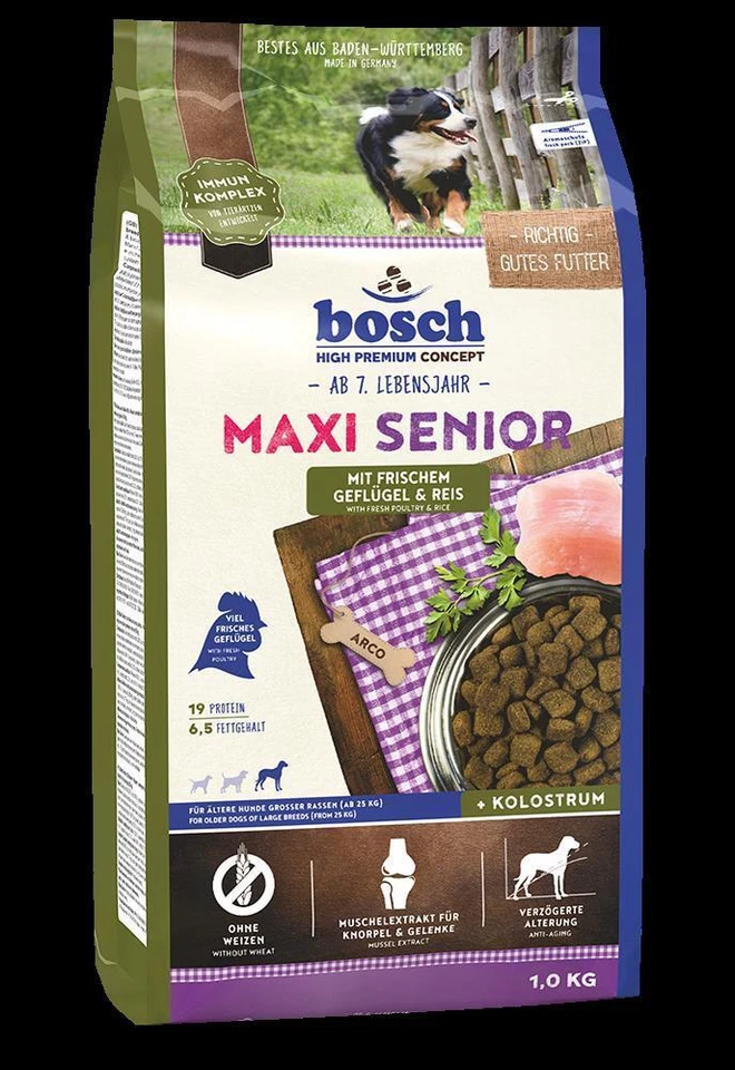 Bosch 1kg Maxi Senior Geflügel & Reis Hundefutter Trockenfutter - Bild 1 von 1