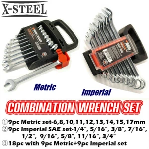 BLACK + DECKER 9pc Combination Open & Ring Spanner Wrench Set: Metric/Imperial - Picture 1 of 8