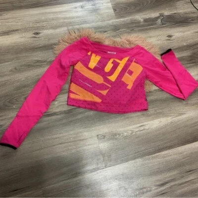 Blusa cropped Reebok rosa manga longa tamanho XS - Imagem 1 de 4