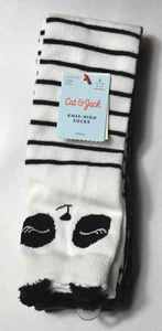 Cat & Jack Girls Knee High Socks 2 Pairs Large - Shoe Size 3-10 - NEW - Picture 1 of 3