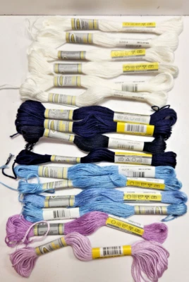 16 МОТКОВ SULLIVANS ВЫШИВКА НИТЬ ЧЕРНЫЙ БЕЛЫЙ ФИОЛЕТОВЫЙ СИНИЙ ЕГИПЕТСКИЙ ХЛОПОК - Изображение 1 из 3