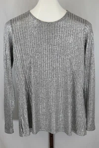 Total Girl Girls Silver Metallic Long Sleeve Pullover Top Size 18.5 Plus - Picture 1 of 3