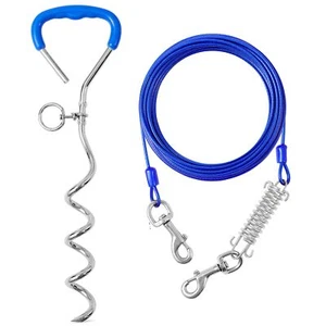 Heavy Duty Spiral Ground Anchor 16″ Camping Dog Tie Out Stake with 20ft Cable - Picture 1 of 7