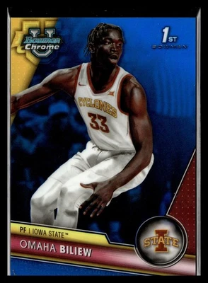 2023-24 Bowman University Chrome Blue Refractor /199 #32 Omaha Biliew Iowa State - Image 1 of 2