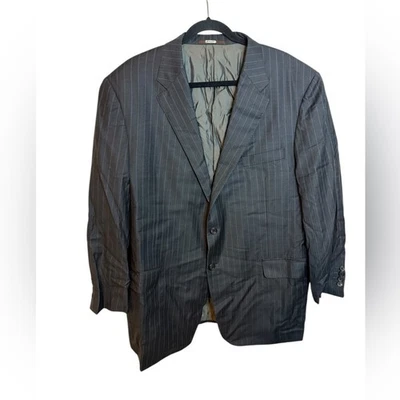 Hickey Freeman gray and Blue Striped Worsted Wool Astor Sports Coat Size 48R - Image 1 of 4