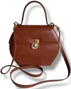 Vintage 80er-90er GIANNI VERSACE braune Ledertasche • Top Henkel & abnehmbarer Riemen - Bild 1 von 15