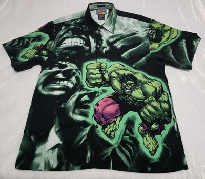 Vintage Y2K 2001 Marvel Comics Incredible Hulk Button Down Shirt MensSize L - Image 1 of 4