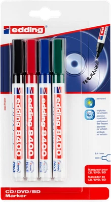 edding 8400 CD/DVD/BD Marker sortiert (4er Blister) - Bild 1 von 3
