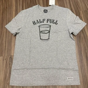 Neu mit Etikett Life is Good T-Shirt Herren Gr. S Glass Half Full Kurzarm Tee grau Rundhalsausschnitt - Bild 1 von 5