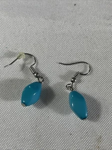 Handmade Blue Glass Bead Dangle Earrings Hook Drop Boho Fashion Jewelry - Picture 1 of 3