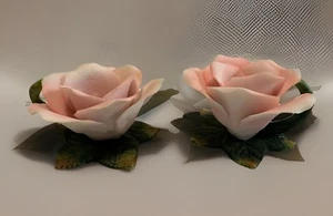 Juego de 2 candelabros de porcelana rosa pálido con mango vintage - Imagen 1 de 17