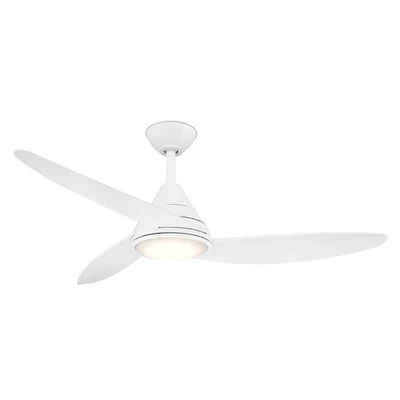 Hampton Bay Brigo 48" Matte White Indoor Outdoor Ceiling Fan LED Light Remote - Image 1 of 4