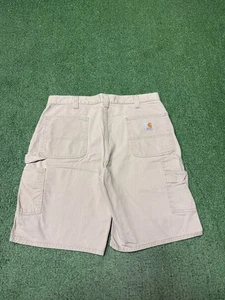 Carhartt Canvas Carpenter Shorts Men’s Size 36x10 Beige Skate Baggy Workwear VTG - Picture 1 of 13