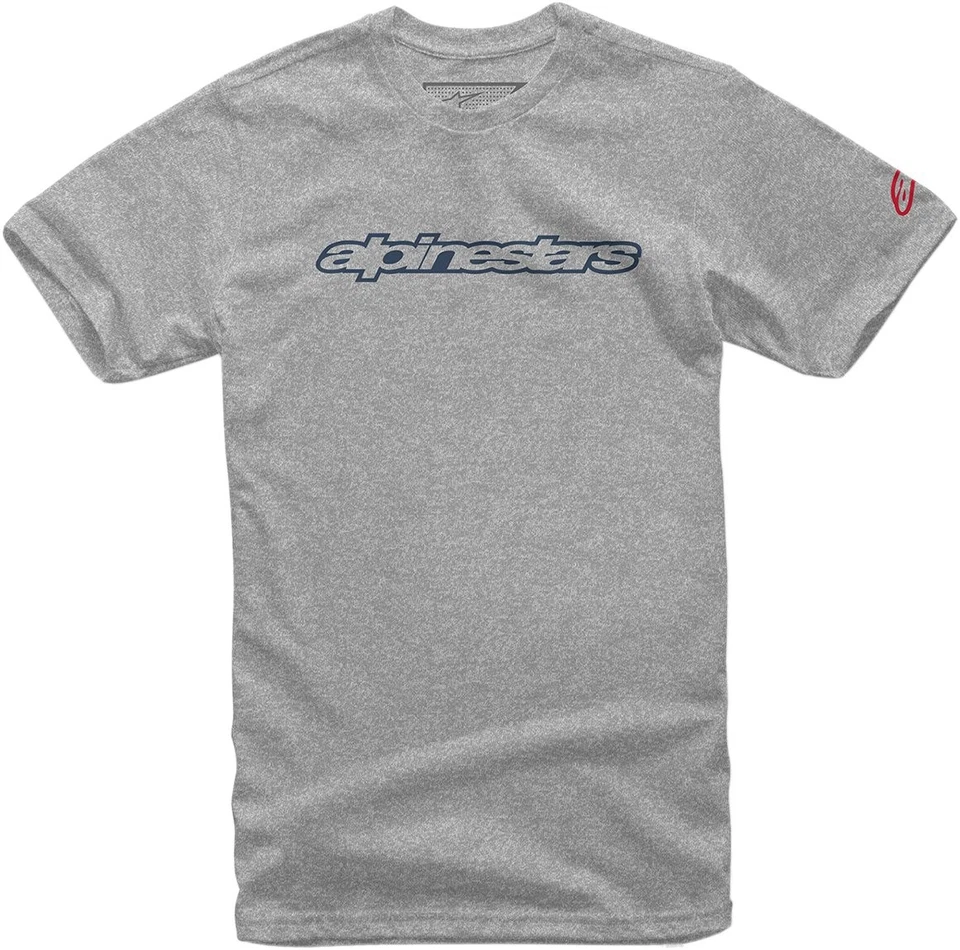 Camiseta de manga corta gris/azul marino/rojo Alpinestars Wordmark para hombre Foto 1 de 1
