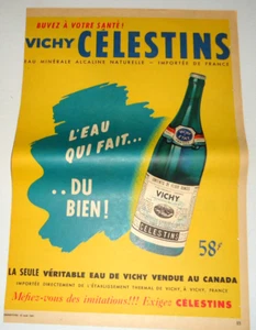 1961 VICHY CÉLESTINS MINERAL WATER ORIGINAL AD IN FRENCH - Picture 1 of 1
