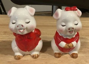 Vintage MANN Japan Cute 4” Pigs Salt & Pepper Shaker Set Unused - Picture 1 of 3