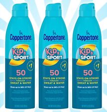 3 Coppertone Kids Sport Sunscreen Spray SPF 50 Spray Sunscreen for Kids 5.5 OZ