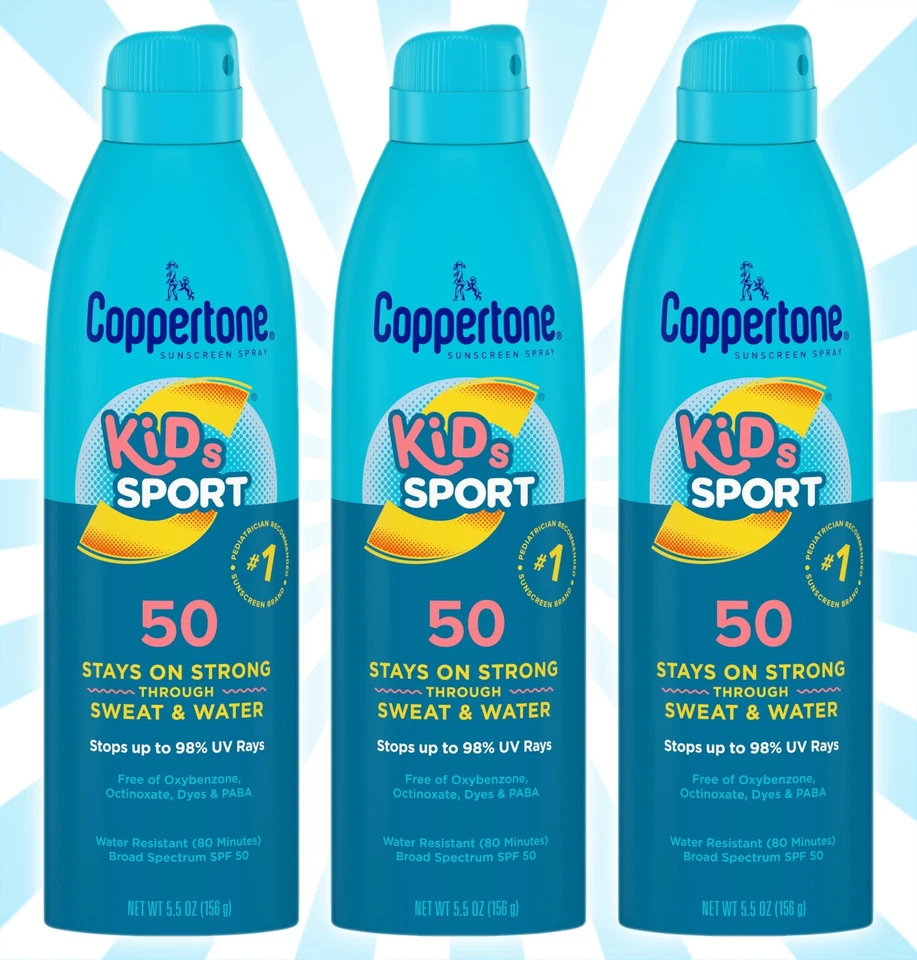 3 Coppertone Kids Sport Sunscreen Spray SPF 50 Spray Sunscreen for Kids 5.5 OZ - Image 1 of 1
