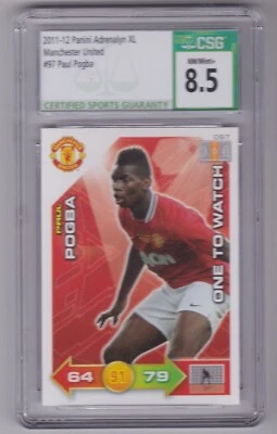 Tarjeta de novato Paul Pogba Panini Adrenalyn XL #97 2011-12 CSG 8,5 RC MAN UNITED Foto 1 de 2