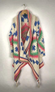 LAUREN RALPH LAUREN Women Sz L / XL Southwestern Geometric Cardigan Tassel Aztec - Picture 1 of 7