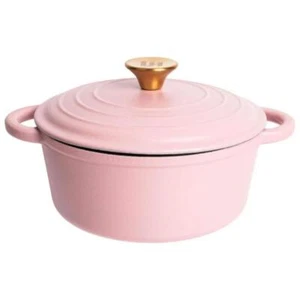 Lexi Home Dutch Oven 2.8 Qt Cast Iron Matte Pink Enamel Lid Stovetop Oven Safe - Picture 1 of 5
