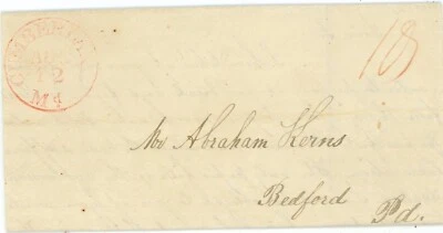 STAMPLESS-CUMBERLAND(Cumberland County)MARYLAND-AUG/12-1833(dateline)-CDS(red)-F - Image 1 of 3