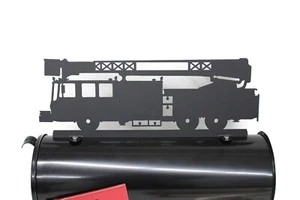 Fire Department Engine Truck Metal Mailbox Topper 6.5 Inches Tall Matte Black - Picture 1 of 2