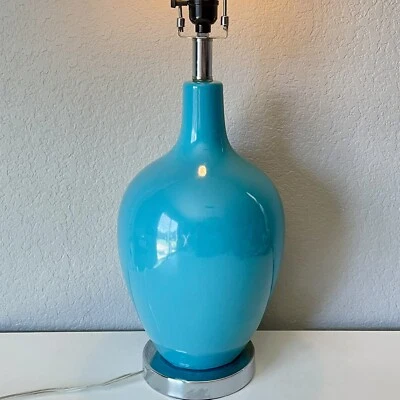 Blue Ceramic Jug Table Lamp, Pure Blue Porcelain Lamp - Image 1 of 4