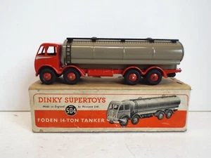 DINKY SUPERTOYS 504 FODEN 14T TANKER RED BOXED ALL ORIGINAL EXCELLENT (L431) - Picture 1 of 7