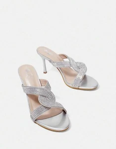 Fashionable Pointed Toe Rhinestone Decor Stiletto Heel Women'S Sandals - Picture 1 of 5
