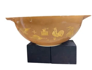 Vintage Pyrex USA 4 Qt Early American Cinderella Bowl #444 Eagle Brown and Gold - Picture 1 of 11