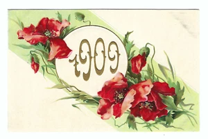 New Year 1909 Roses Vintage Postcard - Picture 1 of 2