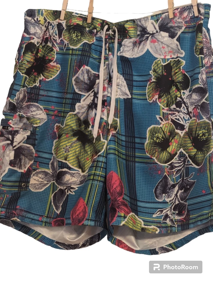 A - Joe Boxer Men's Size XXL Bathing Suit Swim Trunks Colorful Blue Hawaiian... - Image 1 of 4