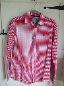 Crew Clothing Checked 100% Cotton Shirt, red and white check, 14-16 years