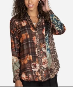 NWT Johnny Was BIYA 3J Workshop JWLA Octave Floral Print Mix Shirt Top Blouse S - Picture 1 of 4