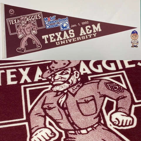 1992 Vintage Texas A&M TAMU Aggies Football University Pennant 12x30 Cotton Bowl Cover