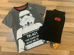 BNWT BOYS BLACK AND GREY STORMTROOPER STAR WARS PYJAMA SET FROM M&S AGE 4-5 - Picture 1 of 9