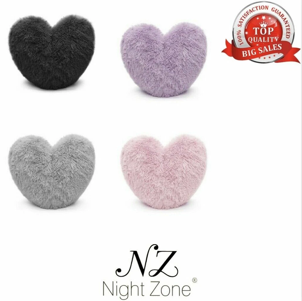 Teddy Heart Fleece Shape Fluffy Filled Super Soft Cushion Home Decor 38 cm  - Image 1 of 1