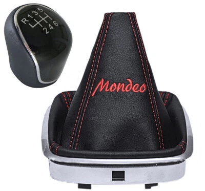 Ford Mondeo Mk4 IV Schaltknauf + Schaltmanschette Schaltsack Leder mit Stickerei - Bild 1 von 2