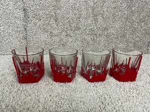 Lot of 4 Makers Mark Bourbon Red Wax Dipped Snifter On The Rock Clear Glass - Picture 1 of 11