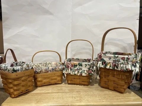 Longaberger Basket Lot Of 4 Signed Small Baskets Cover