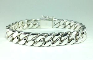 7" 47g MENS WOMENS BIKER CUBAN CURB CHAIN LINK 925 STERLING SILVER BRACELET - Picture 1 of 4