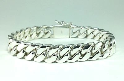 7" 47g MENS WOMENS BIKER CUBAN CURB CHAIN LINK 925 STERLING SILVER BRACELET - Image 1 of 4