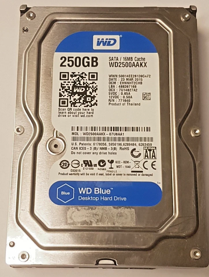 250 GB SATA Western Digital WD2500AAKX-07U6AA1 7200rpm 16MB HDD 3.5 " Hard Drive - Image 1 of 1