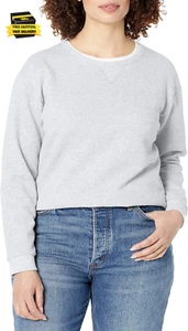 Women'S Ecosmart V-Notch Crewneck Sweatshirt, Fleece Pullover Sweatshirt for Wom - Picture 1 of 7
