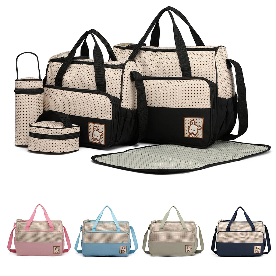 Lot de 5 sacs à langer imperméables pour bébé, sac à bandoulière pour maman - Photo 1/1